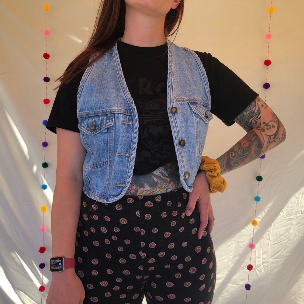 Vintage Express denim biker vest ✨